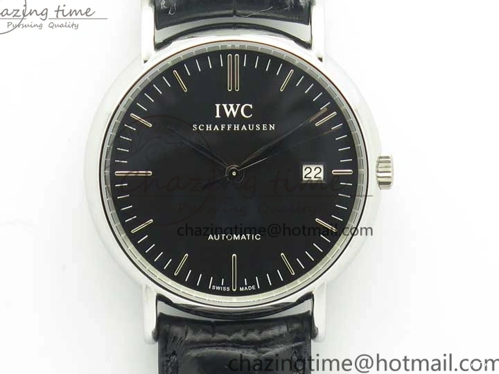 MIROTIME 0404 Portofino Automatic SS TWF 1:1 Best Edition Black Dial on Black Leather Strap A TravelReady 7199